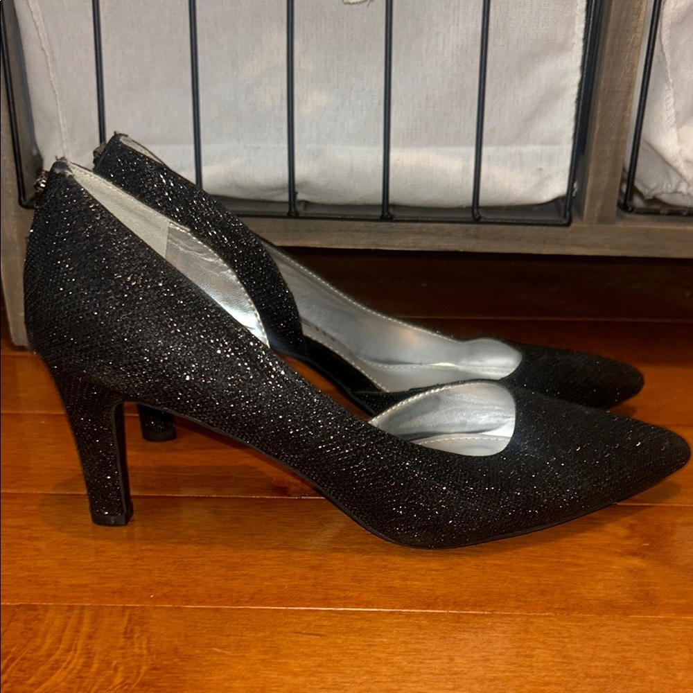 Anne Klein Black Sparkly Heels (Size 8.5)